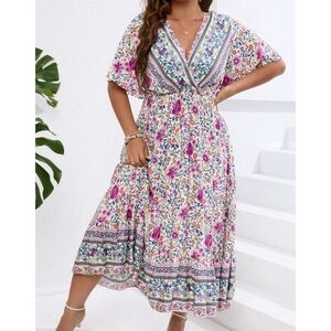 GiGio by Umgee multi colored boho floral peasant dress